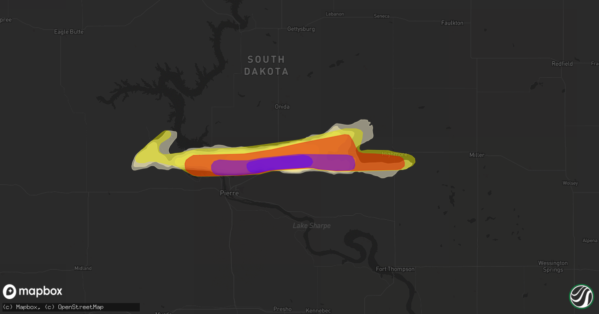 Hail map in Blunt, SD on August 26, 2018