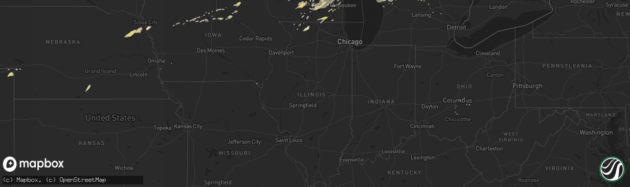 Hail map in Illinois on August 26, 2018