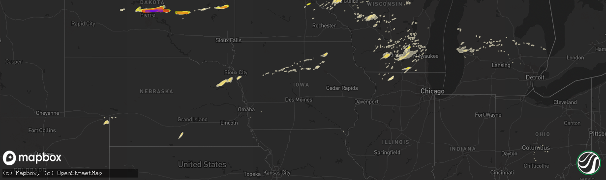 Hail map in Iowa on August 26, 2018