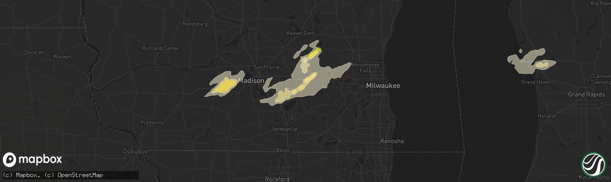 Hail map in Jefferson, WI on August 26, 2018