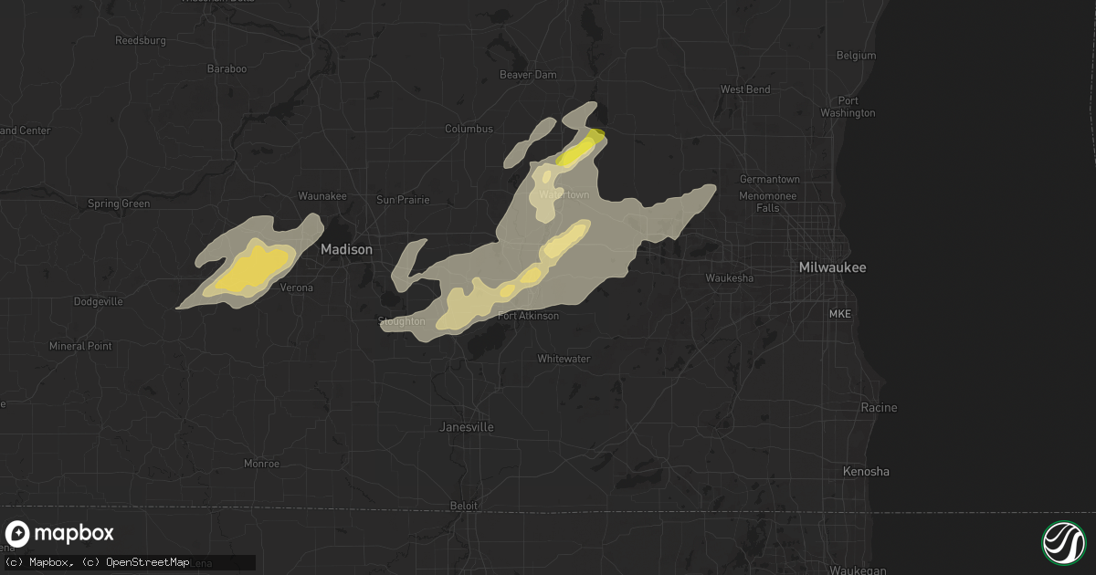 Hail map in Jefferson, WI on August 26, 2018