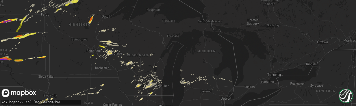 Hail map in Michigan on August 26, 2018