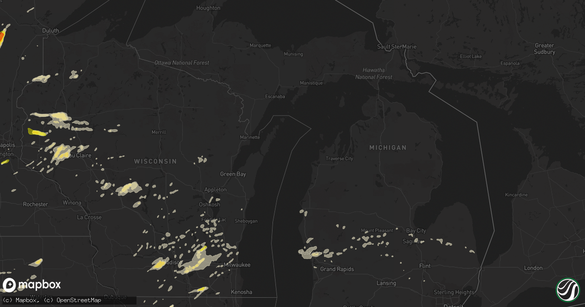 Hail map in Michigan on August 26, 2018