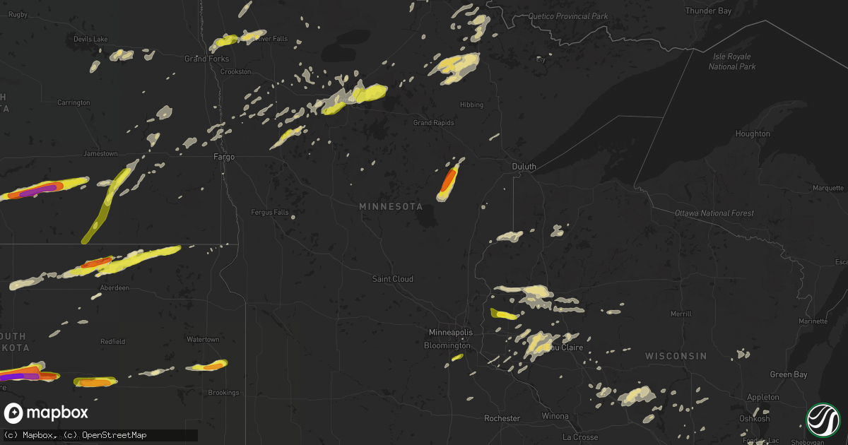 Hail map in Minnesota on August 26, 2018