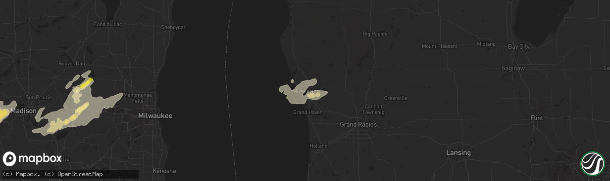 Hail map in Muskegon, MI on August 26, 2018