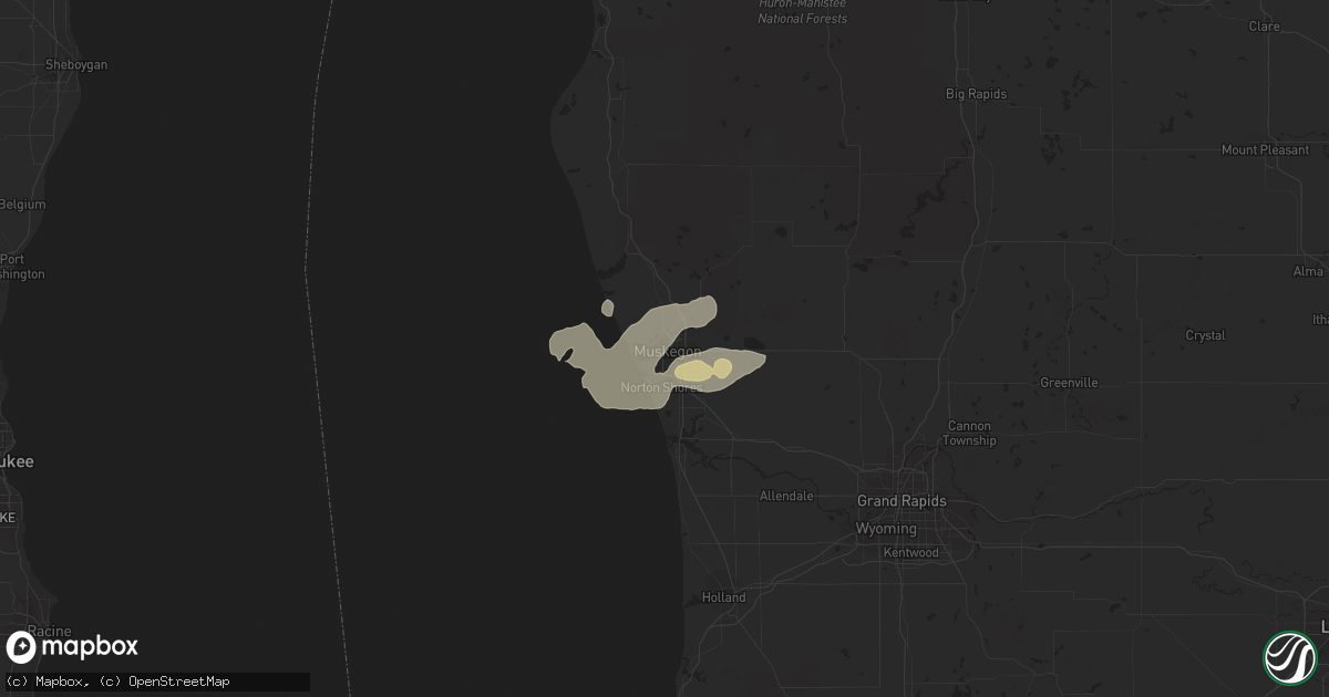 Hail map in Muskegon, MI on August 26, 2018