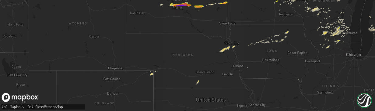 Hail map in Nebraska on August 26, 2018