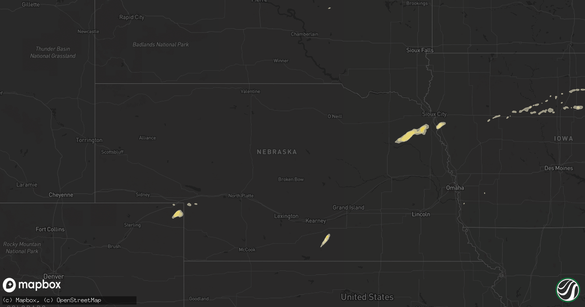 Hail map in Nebraska on August 26, 2018