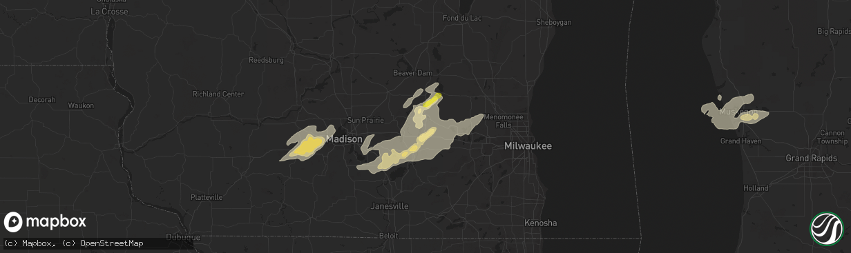 Hail map in Watertown, WI on August 26, 2018