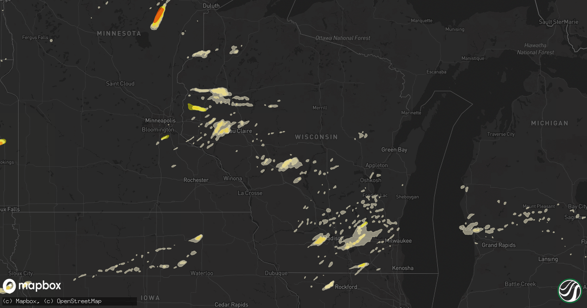 Hail map in Wisconsin on August 26, 2018