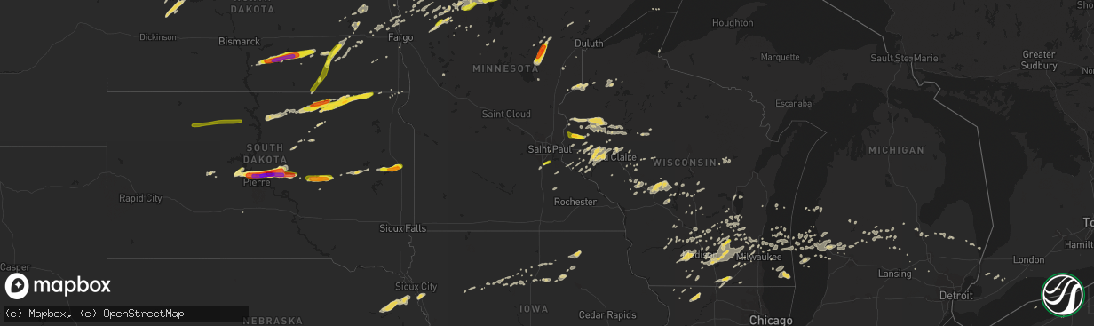 Hail map on August 26, 2018