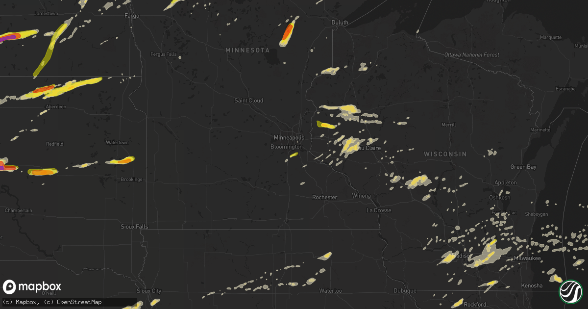 Hail map on August 26, 2018