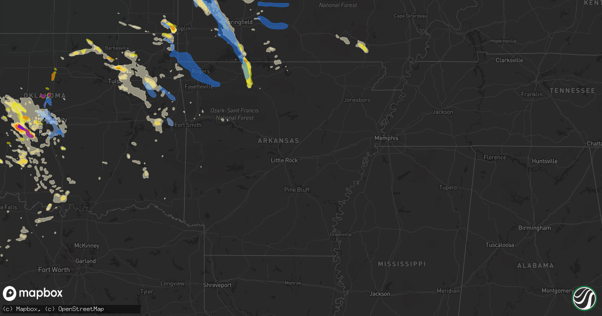 Hail map in Arkansas on August 26, 2019