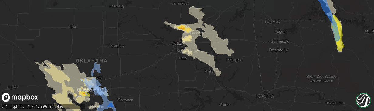 Hail map in Broken Arrow, OK on August 26, 2019