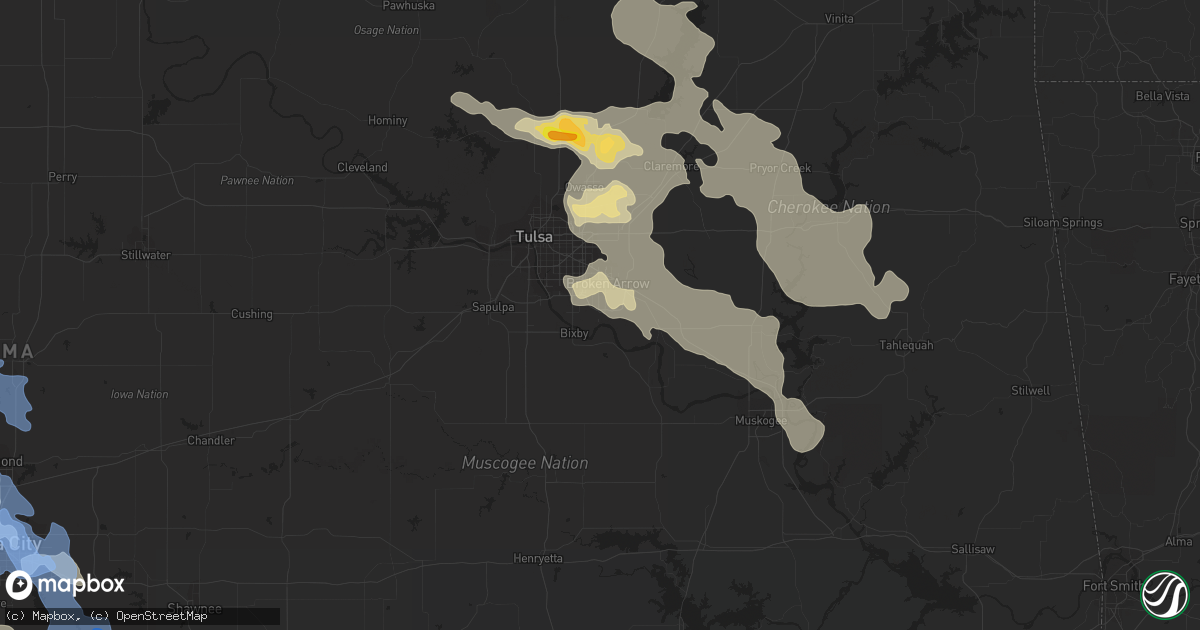 Hail map in Broken Arrow, OK on August 26, 2019