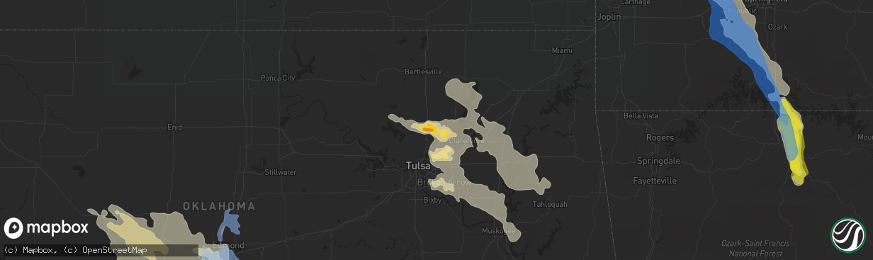 Hail map in Collinsville, OK on August 26, 2019