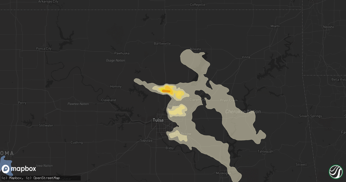 Hail map in Collinsville, OK on August 26, 2019