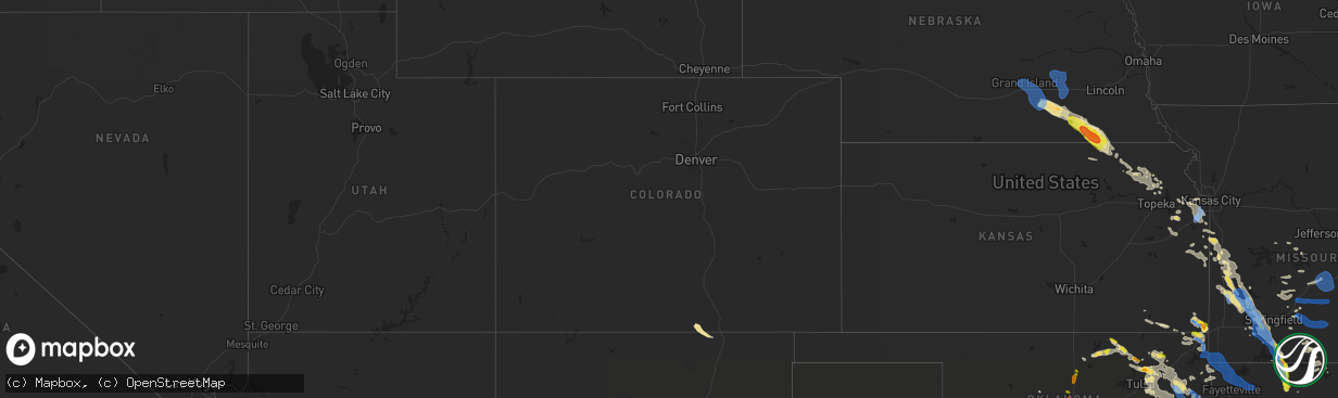 Hail map in Colorado on August 26, 2019