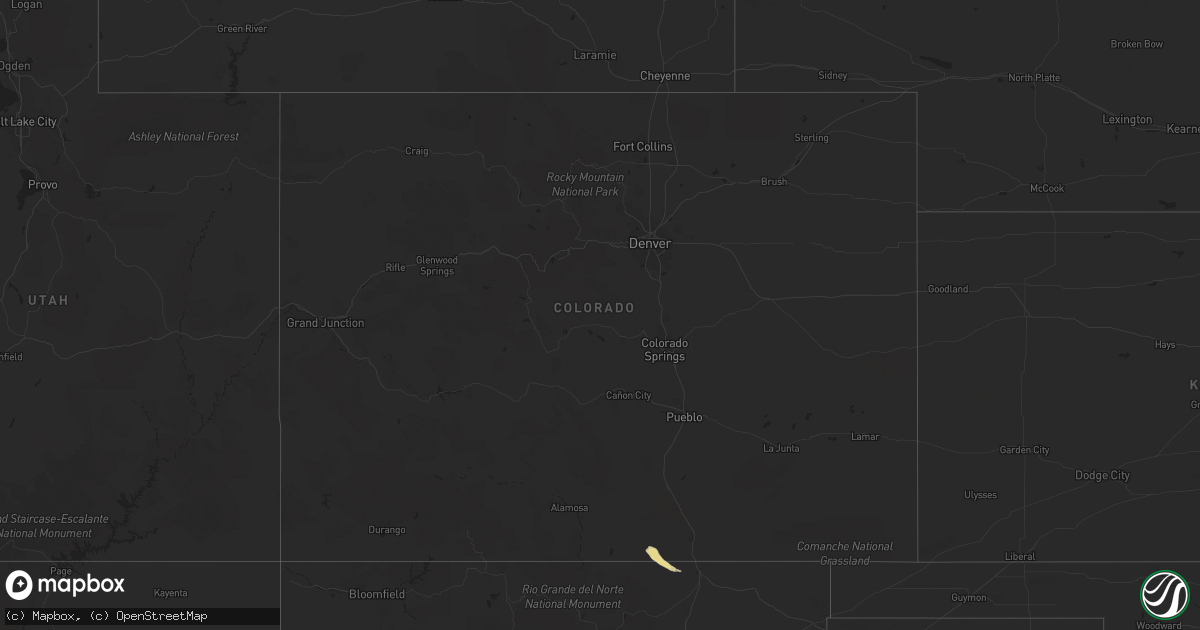 Hail map in Colorado on August 26, 2019