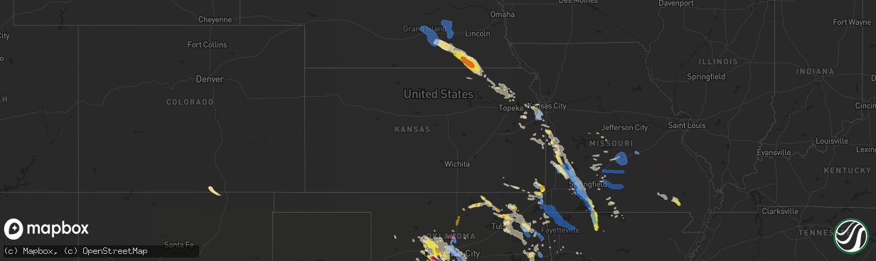 Hail map in Kansas on August 26, 2019