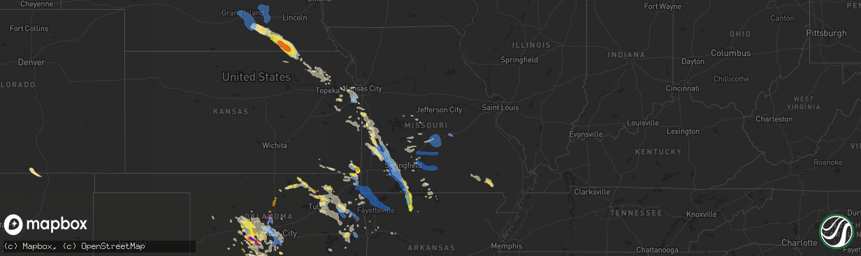 Hail map in Missouri on August 26, 2019