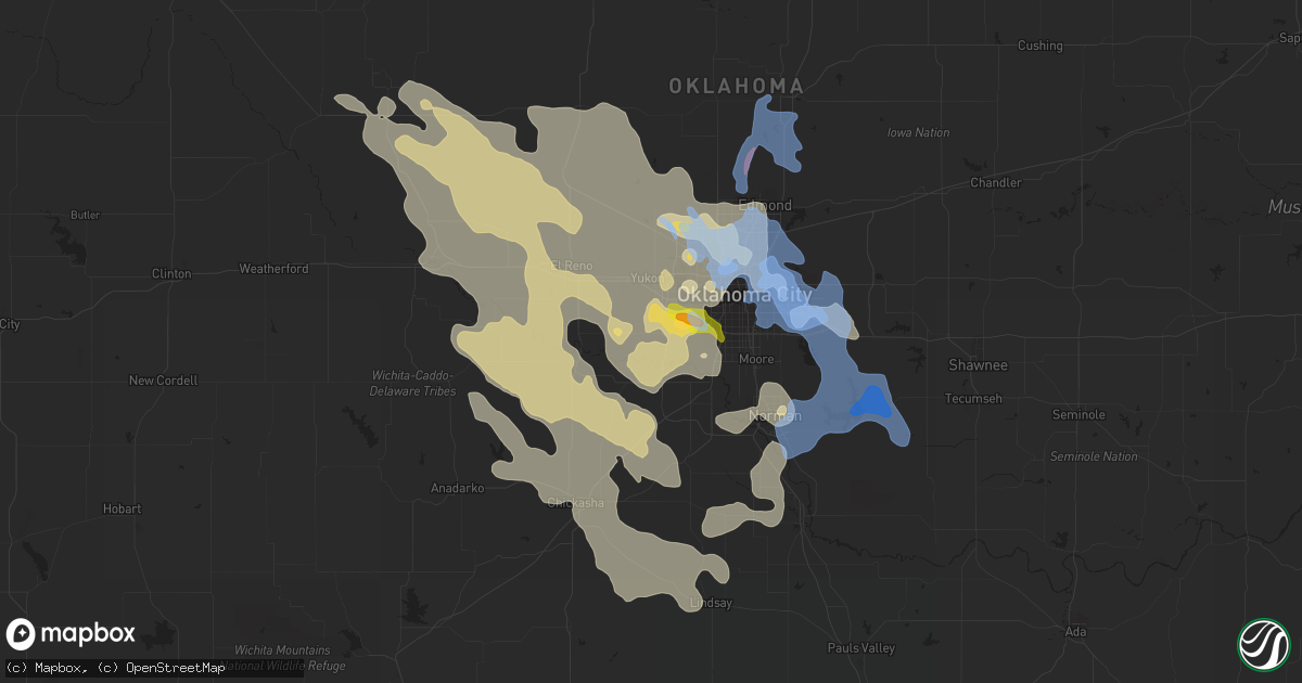 Hail map in Mustang, OK on August 26, 2019