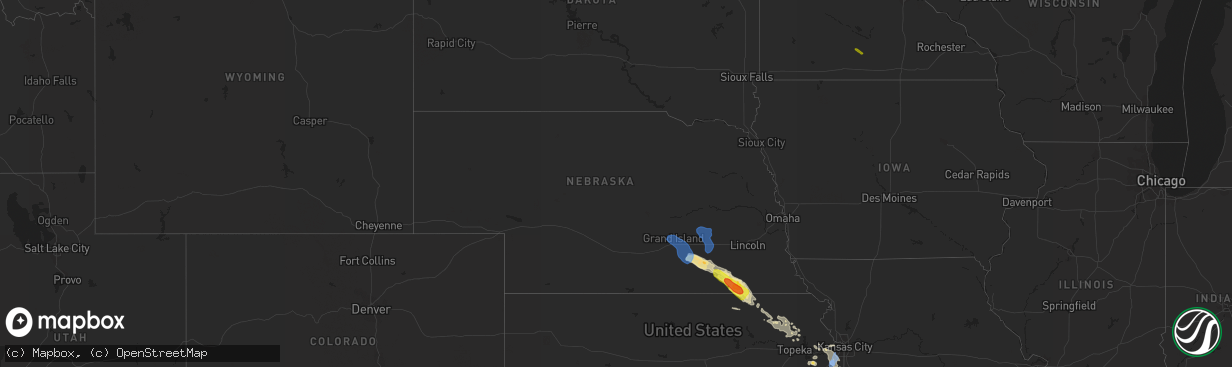 Hail map in Nebraska on August 26, 2019