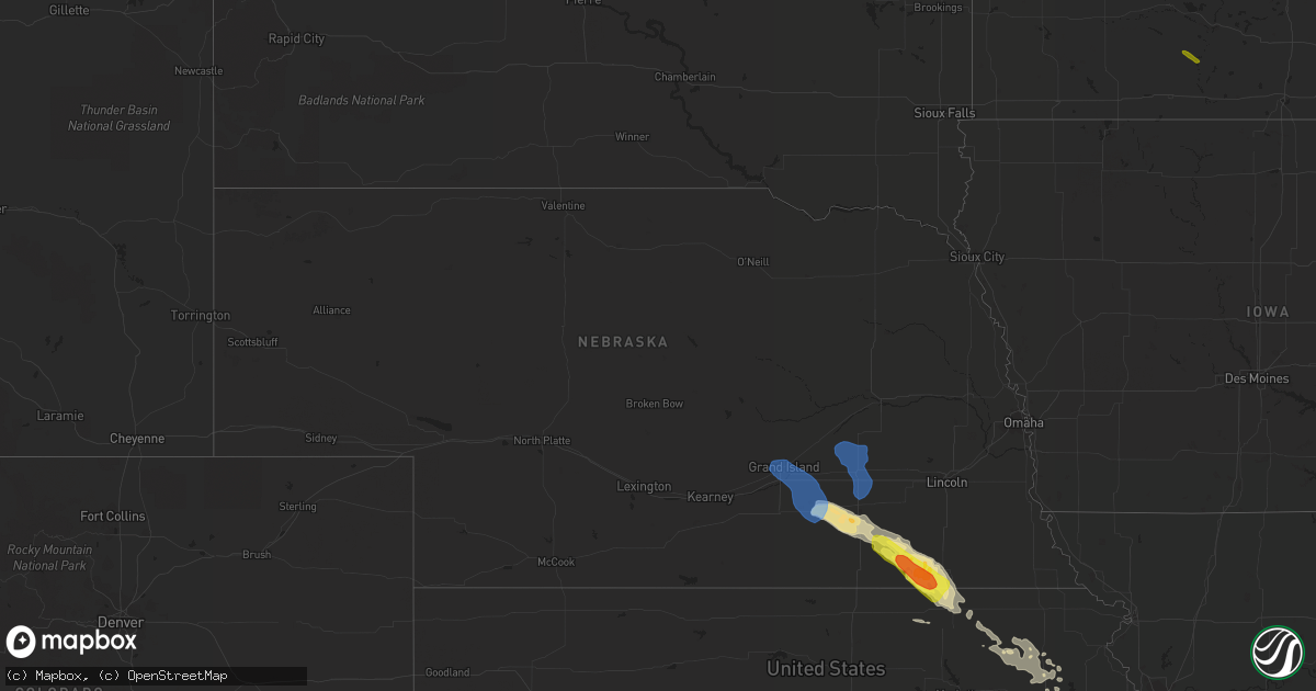 Hail map in Nebraska on August 26, 2019