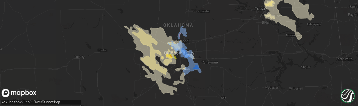 Hail map in Oklahoma City, OK on August 26, 2019