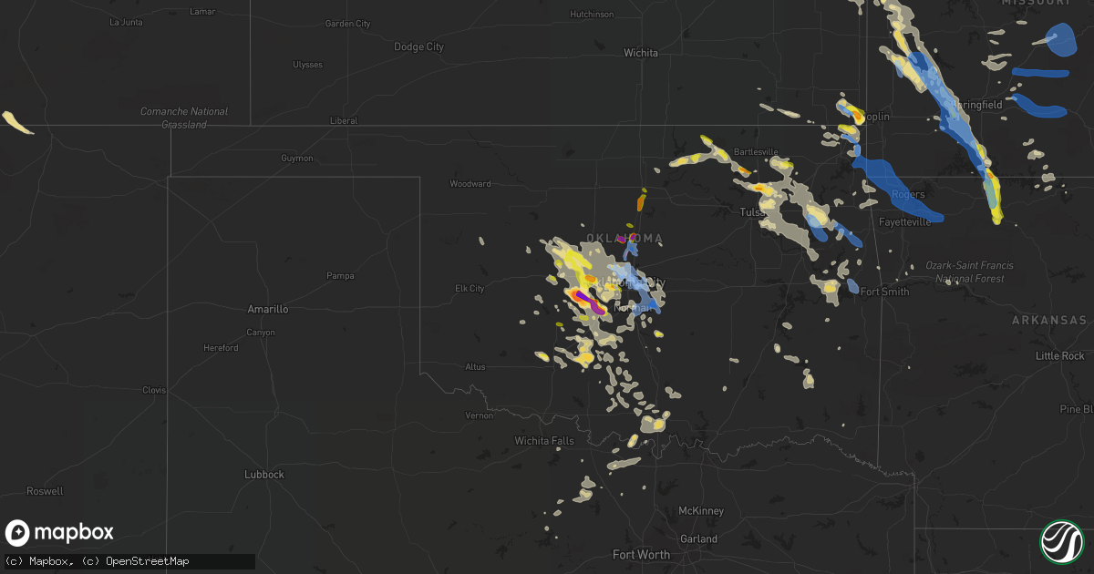 Hail map in Oklahoma on August 26, 2019