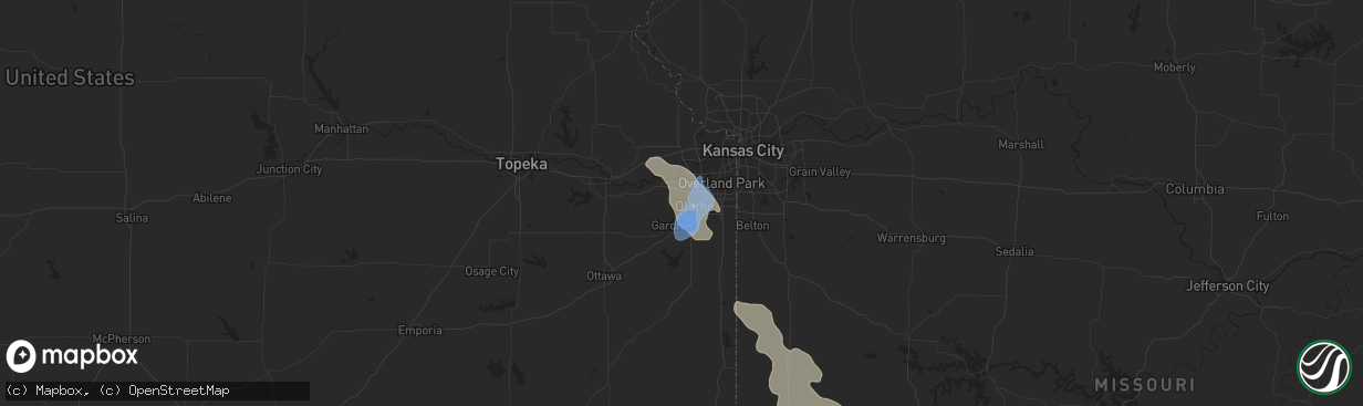 Hail map in Olathe, KS on August 26, 2019