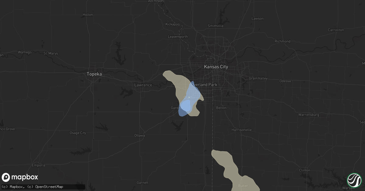 Hail map in Olathe, KS on August 26, 2019