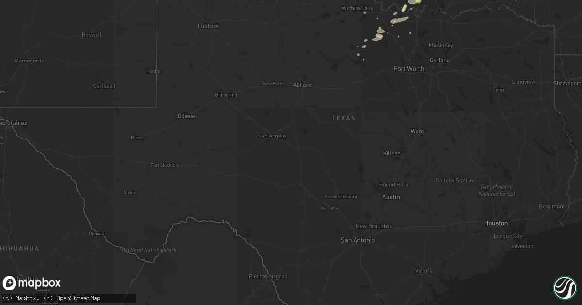 Hail map in Texas on August 26, 2019