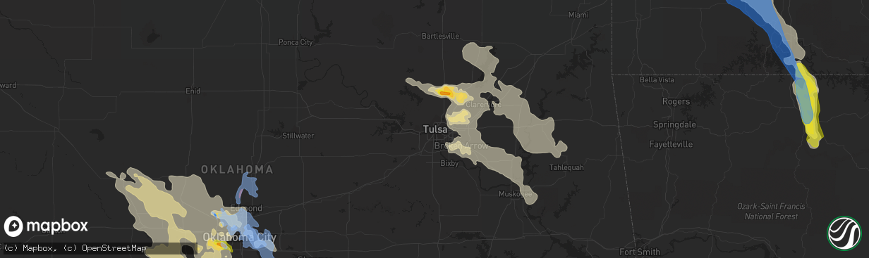 Hail map in Tulsa, OK on August 26, 2019