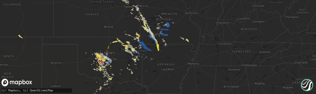 Hail map on August 26, 2019