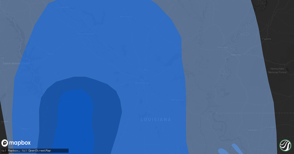 Hail map in Alexandria, LA on August 26, 2020
