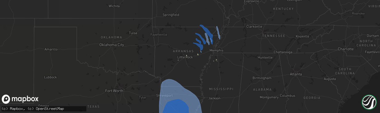 Hail map in Arkansas on August 26, 2020