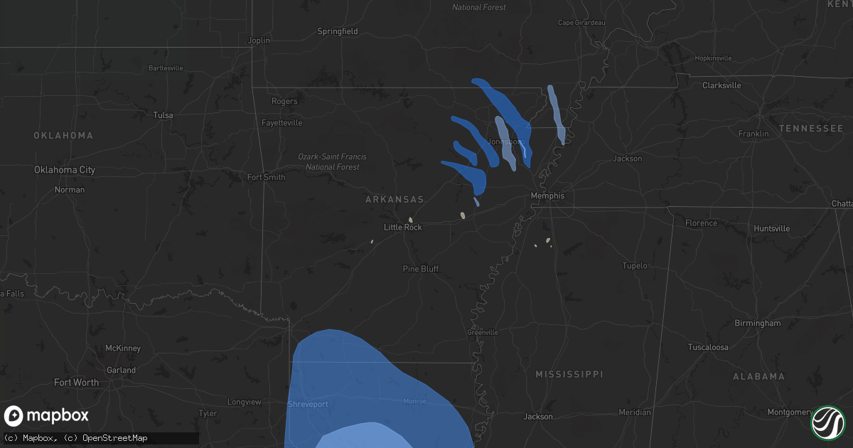 Hail map in Arkansas on August 26, 2020