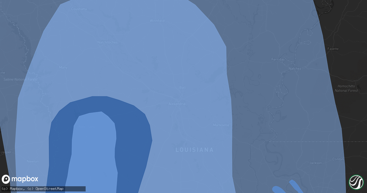 Hail map in Deridder, LA on August 26, 2020
