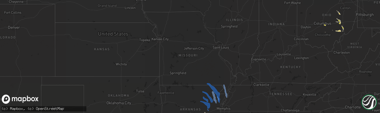 Hail map in Missouri on August 26, 2020
