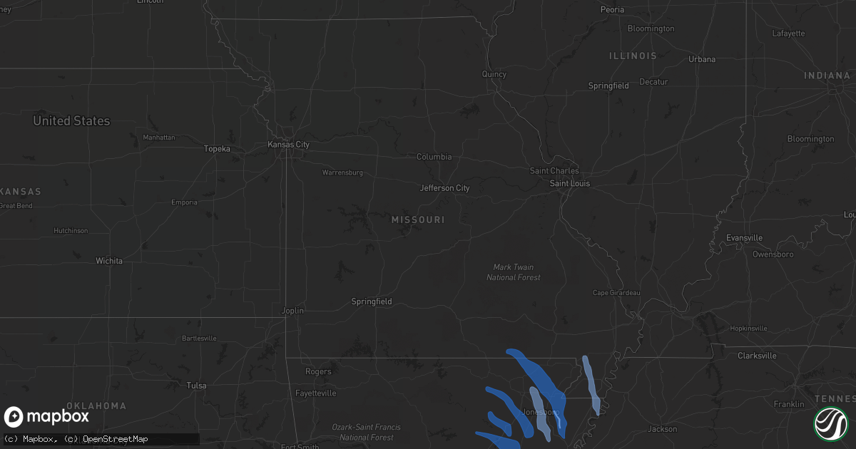 Hail map in Missouri on August 26, 2020