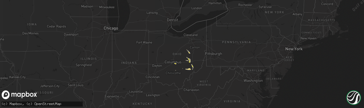 Hail map in Ohio on August 26, 2020