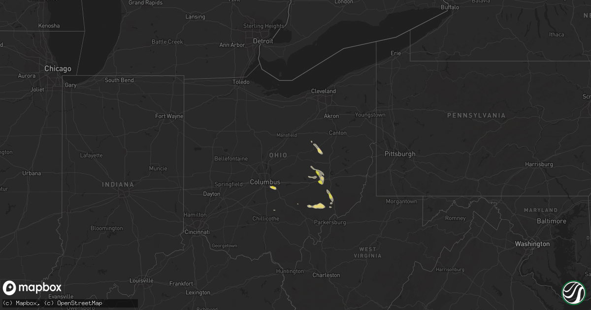 Hail map in Ohio on August 26, 2020