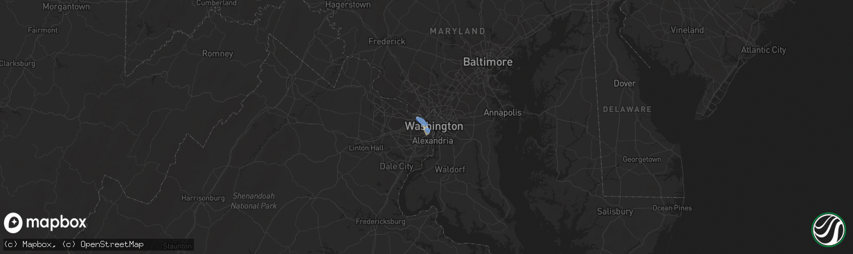 Hail map in Arlington, VA on August 26, 2021