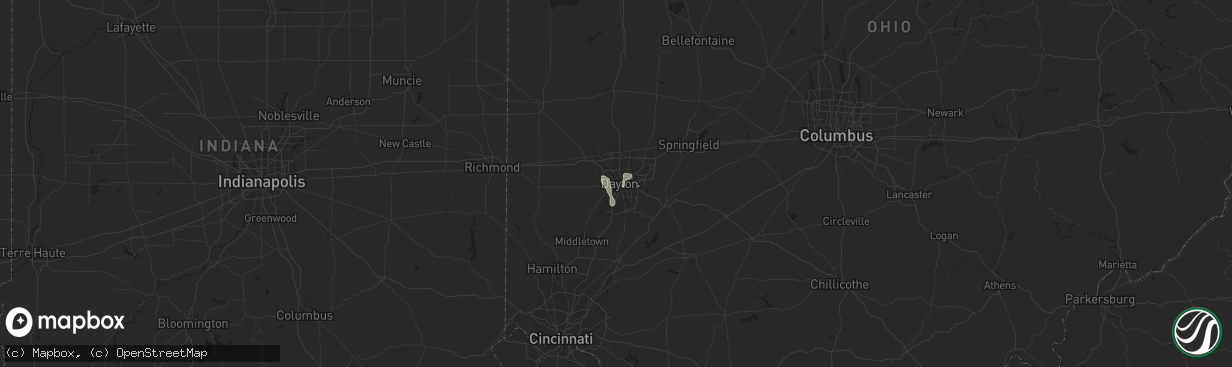 Hail map in Dayton, OH on August 26, 2021