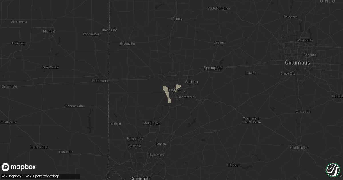 Hail map in Dayton, OH on August 26, 2021
