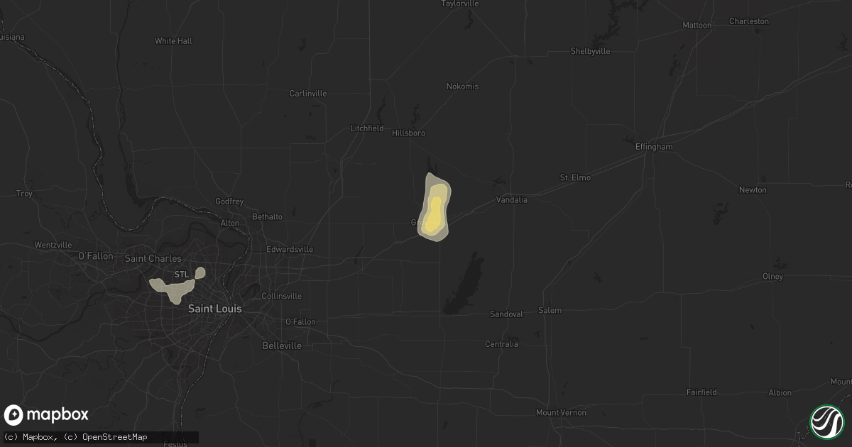 Hail map in Greenville, IL on August 26, 2021