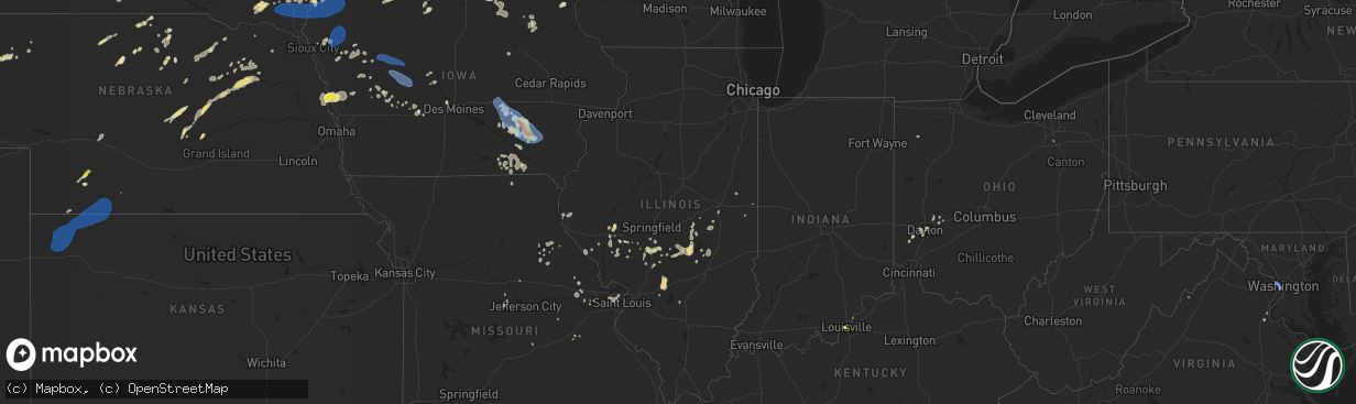 Hail map in Illinois on August 26, 2021