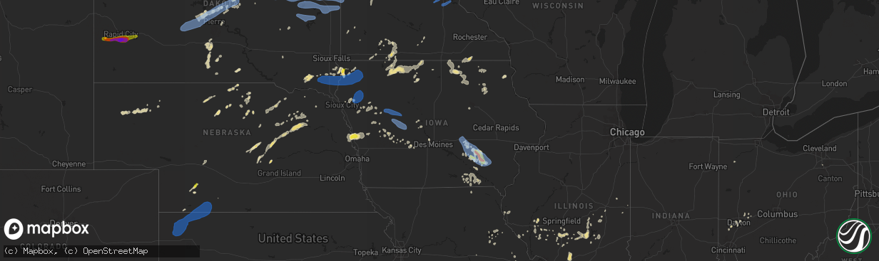 Hail map in Iowa on August 26, 2021