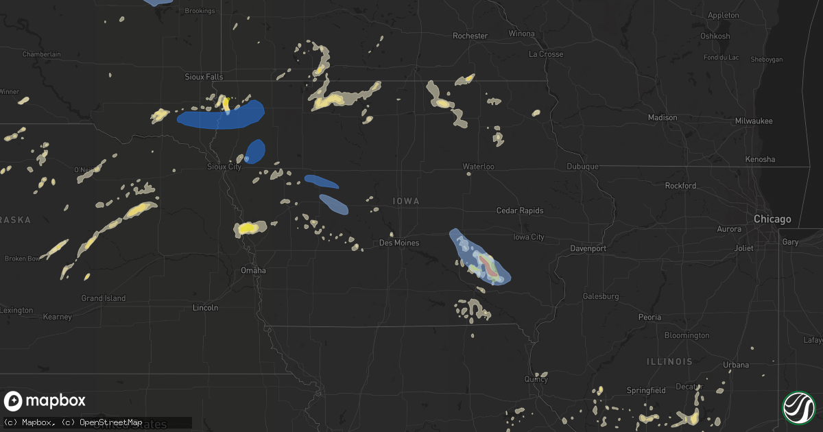 Hail map in Iowa on August 26, 2021